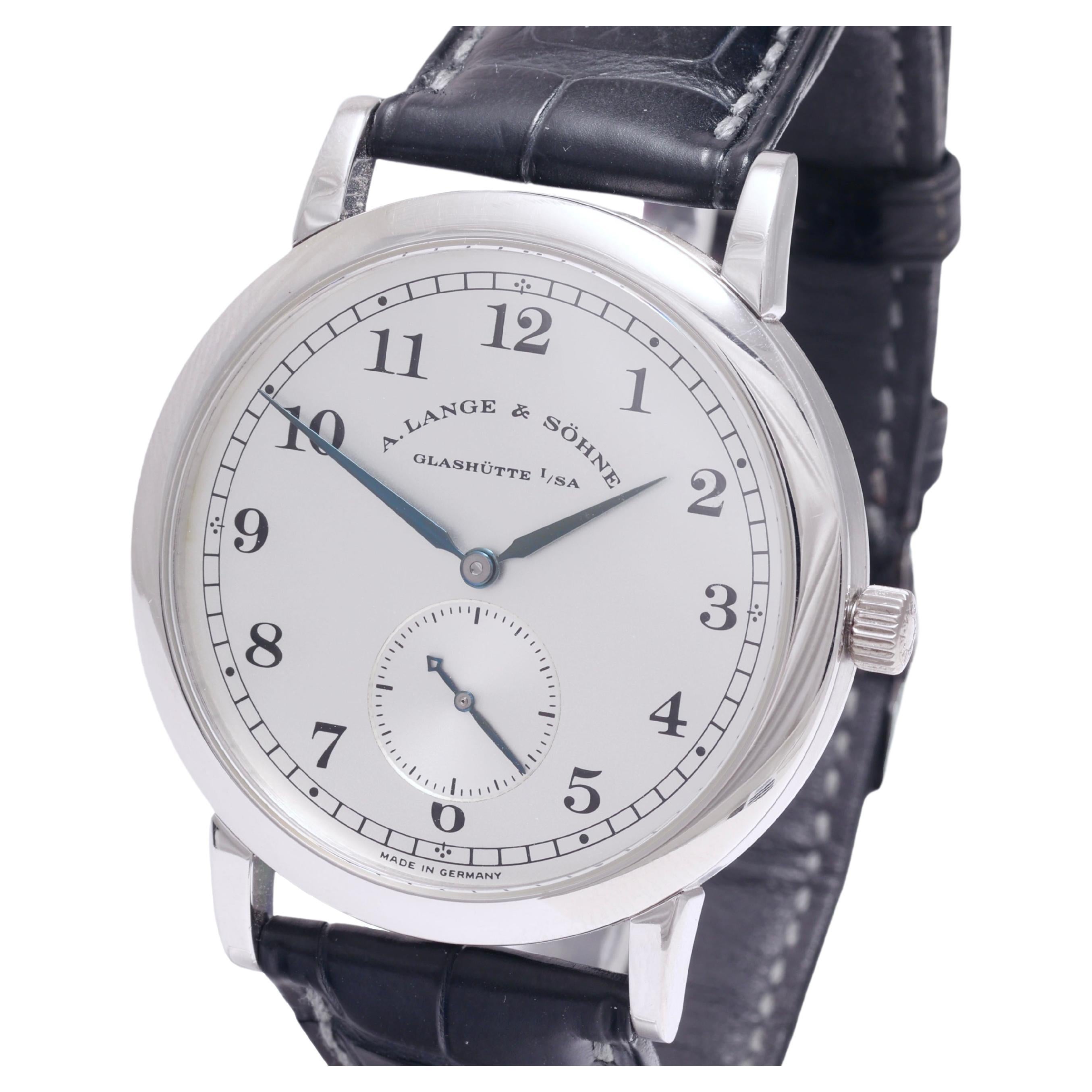 Platinum Lange Sohne 1815 Wrist Watch, Lange Certificate Like New Ref. 206.025 For Sale