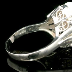 Platinum Large 6.98ctw Oval Cabochon Opal & Diamond Open Work Gallery Ring