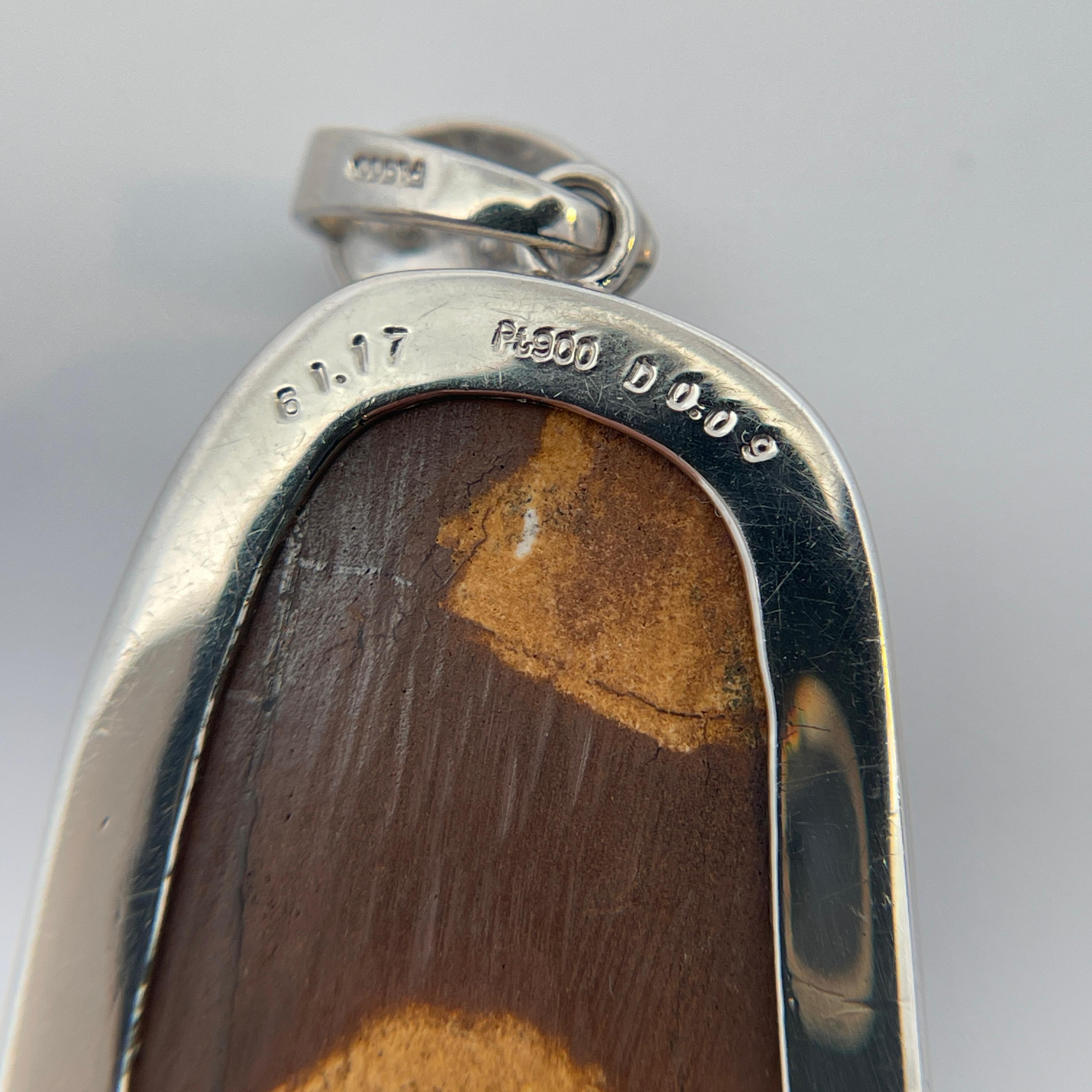 Platinum large Boulder Opal & Diamond Heavy Pendant For Sale 1