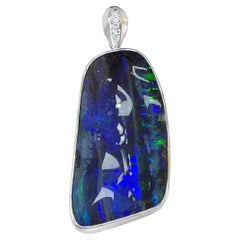 Platinum large Boulder Opal & Diamond Heavy Pendant