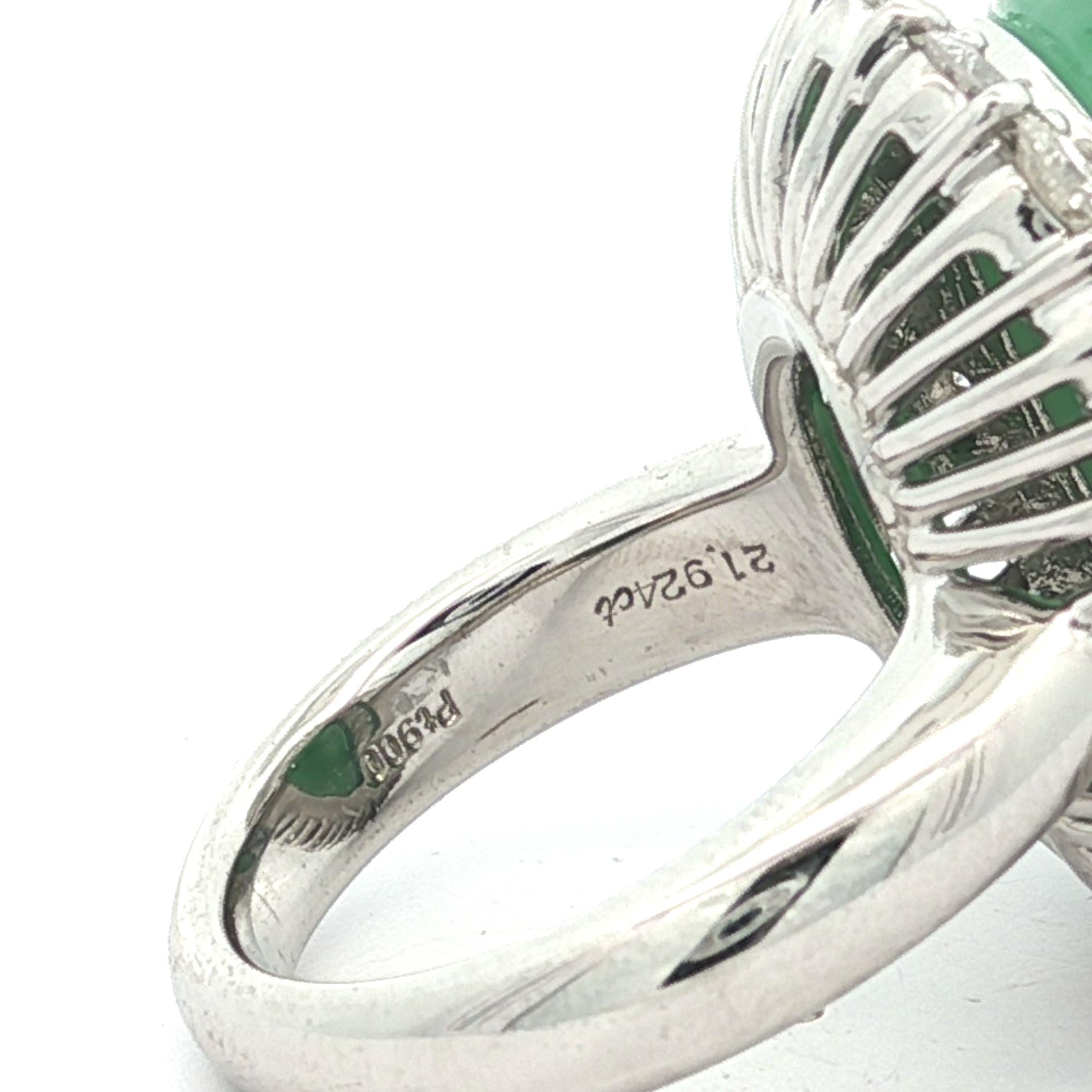 Platin große GIA 24,03ctw Burma Grün A Jade w / Diamant Halo schweren Ring im Angebot 5