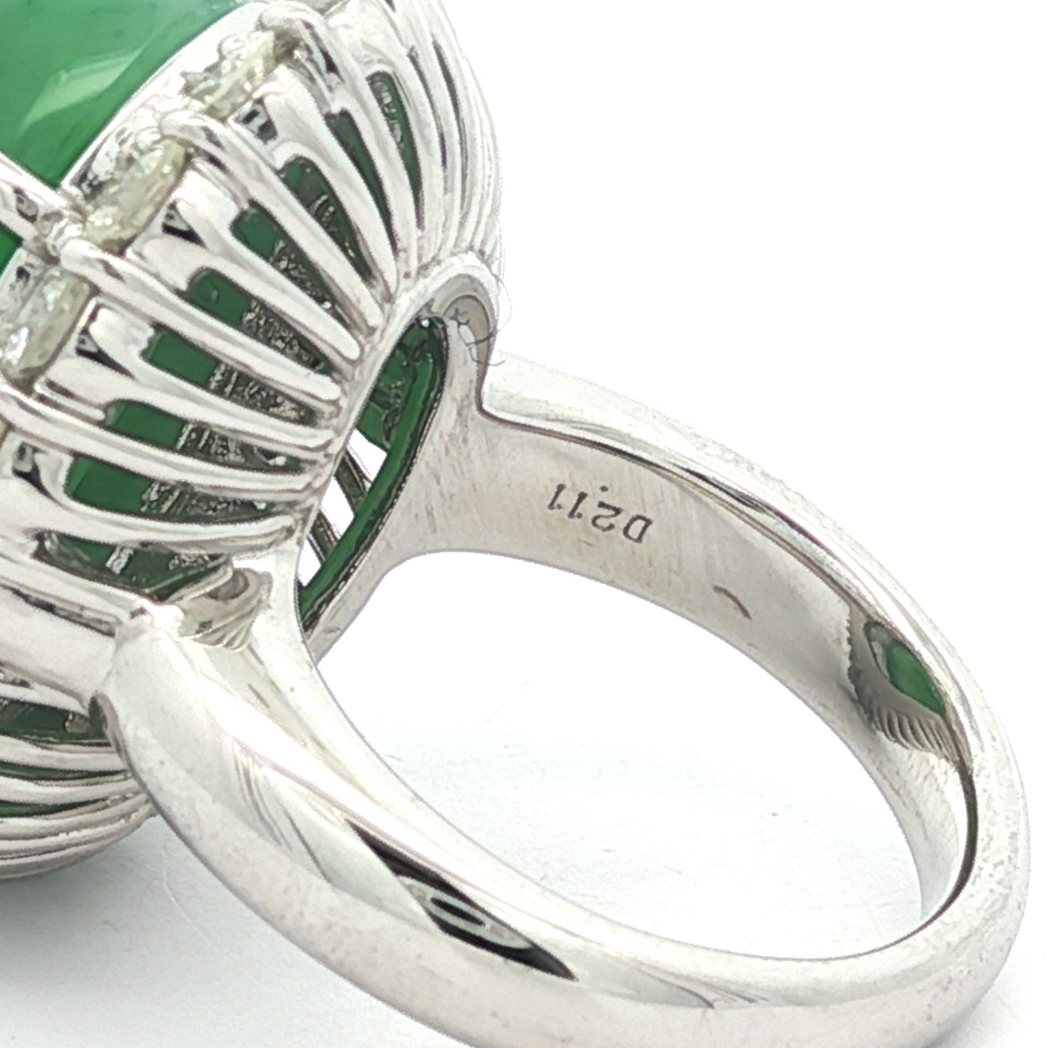 Platin große GIA 24,03ctw Burma Grün A Jade w / Diamant Halo schweren Ring im Angebot 6