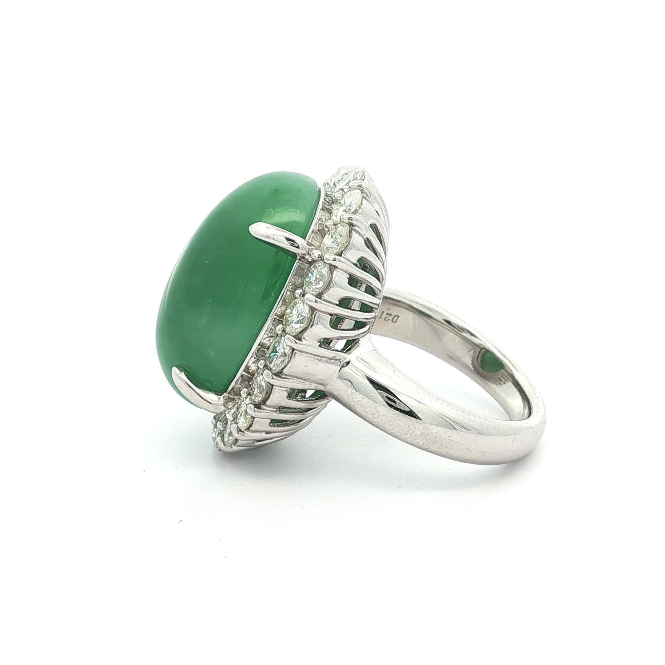 Platin große GIA 24,03ctw Burma Grün A Jade w / Diamant Halo schweren Ring im Angebot 2