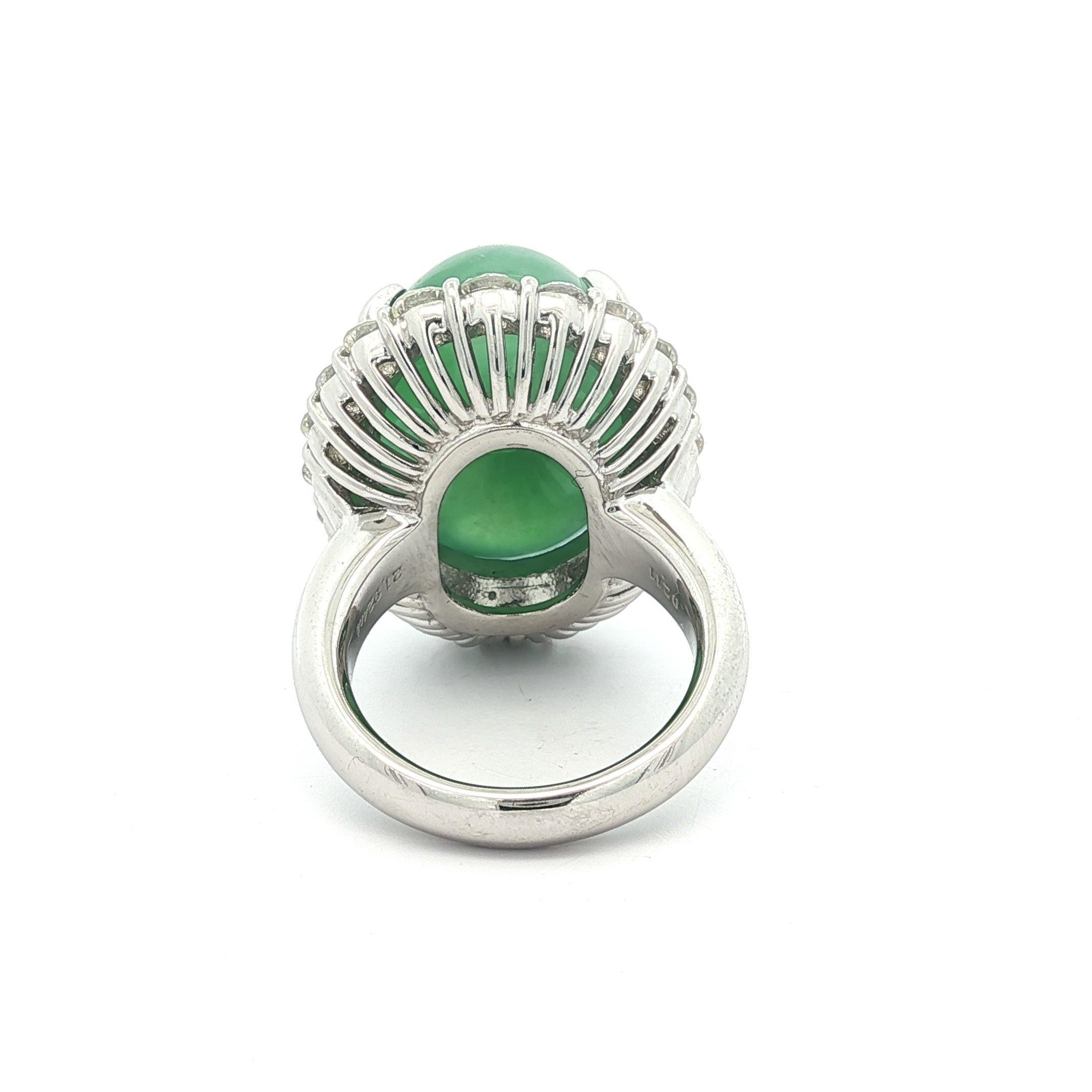 Platin große GIA 24,03ctw Burma Grün A Jade w / Diamant Halo schweren Ring im Angebot 3