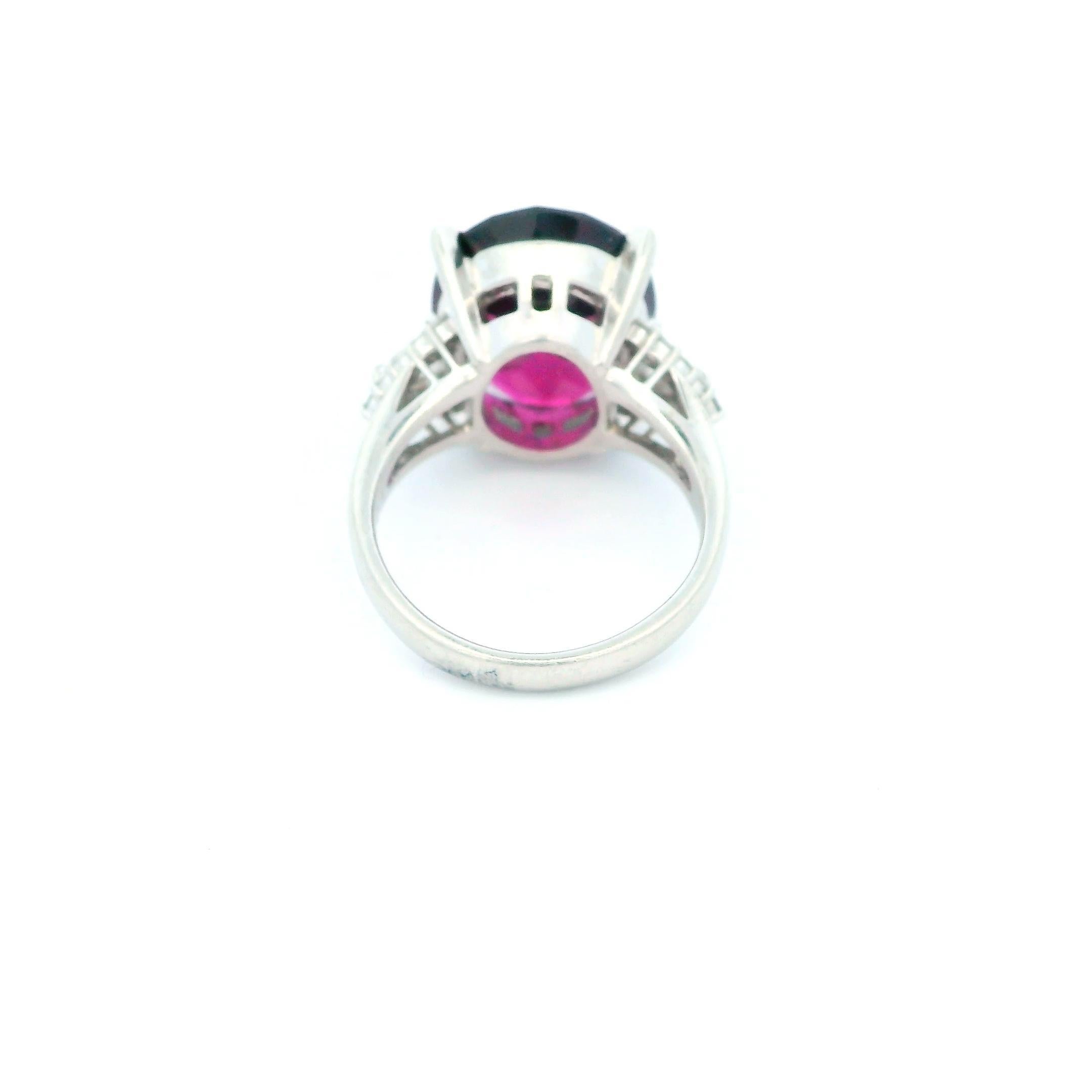 Women's Platinum Large Oval Purple Stone Ring For Sale
