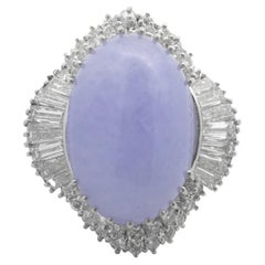 Platinum Lavender Jade and Diamond Cocktail Ring