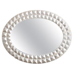 Platinum Leafed Studded Frame Oval Mirror