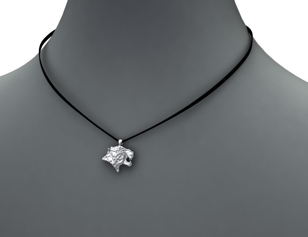 Platinum Leopard Pendant Necklace For Sale 1
