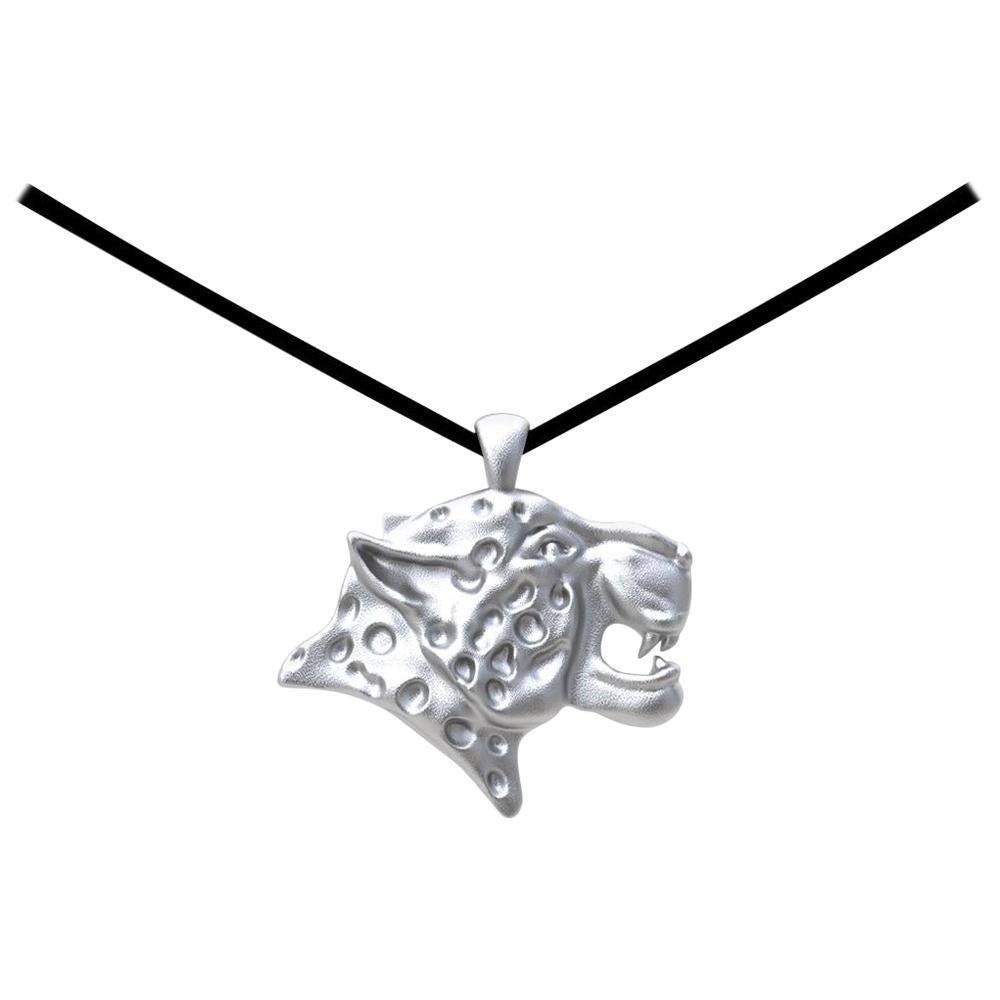Platinum Leopard Pendant Necklace For Sale