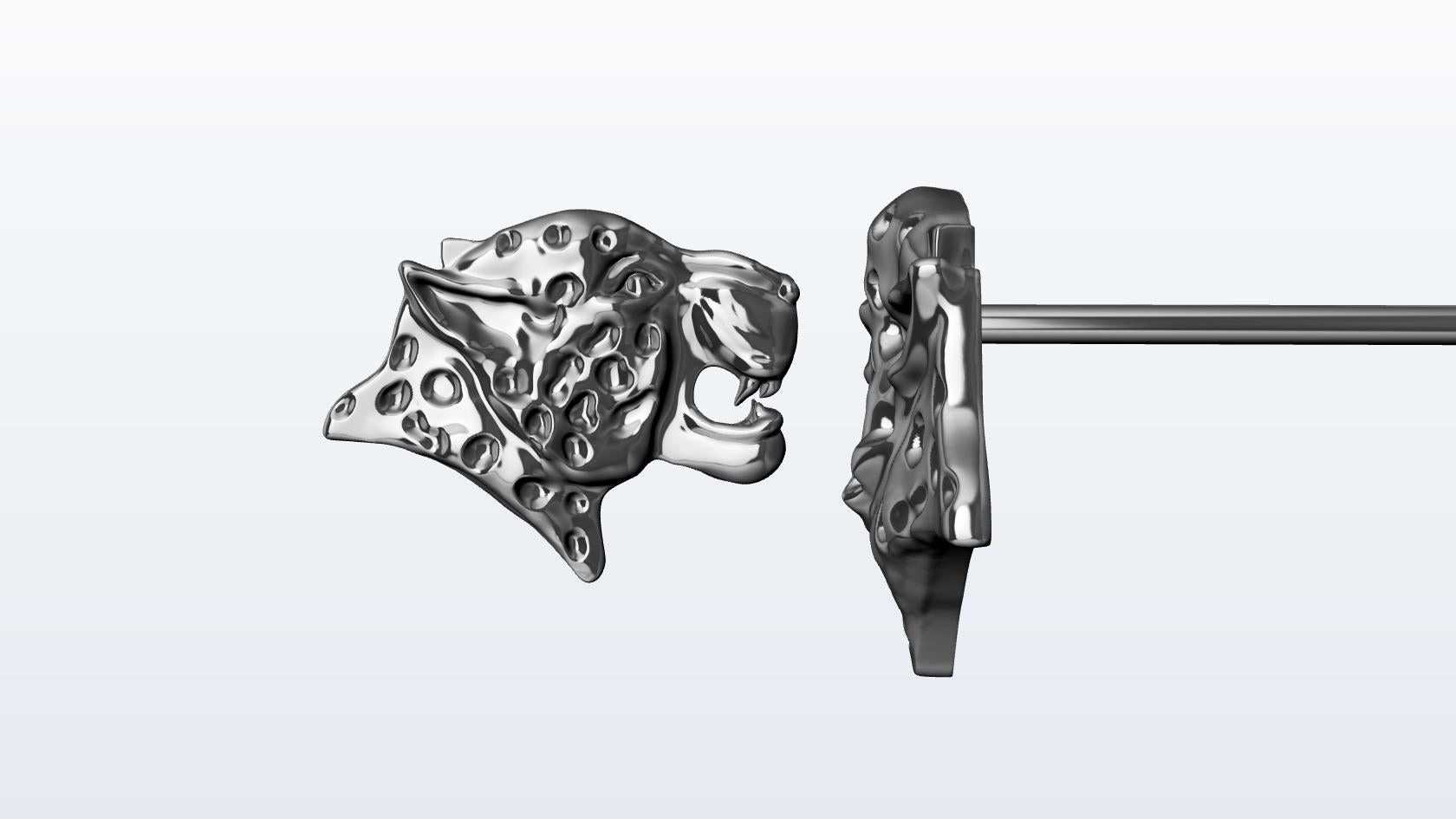 Platinum Leopard Stud Earrings 4