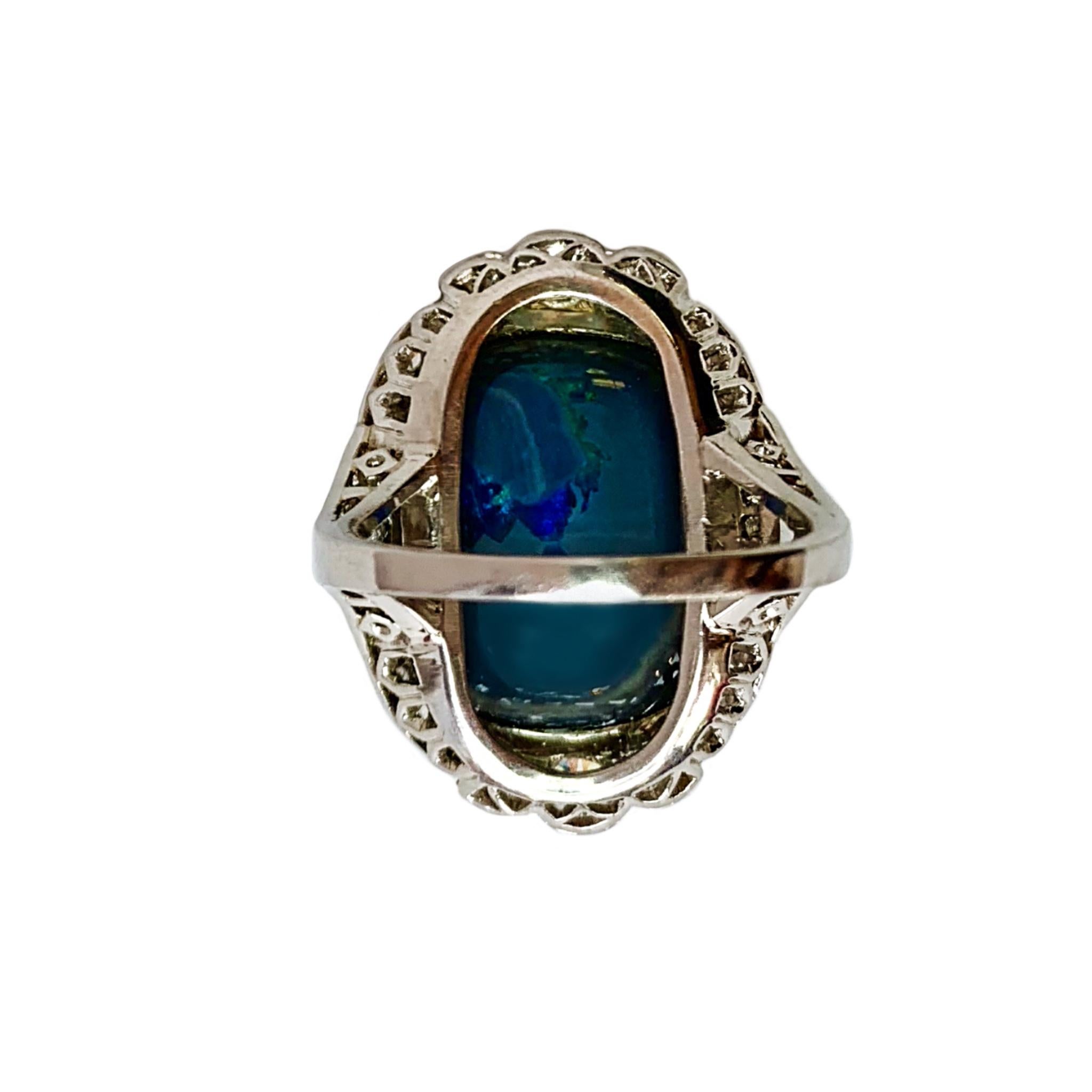 lightning ridge black opal ring