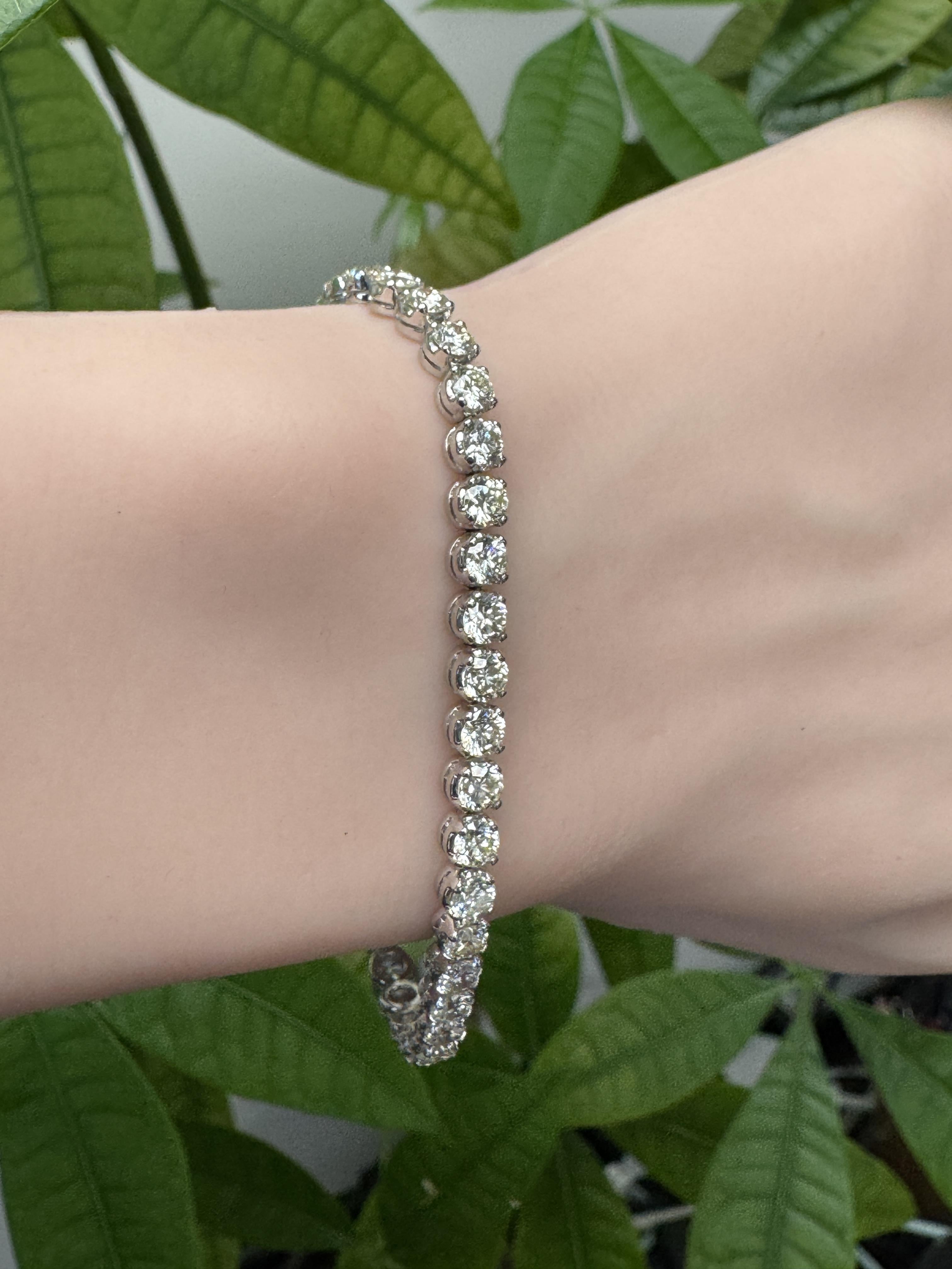 De las mujeres Pulsera Línea Platino Con Diamante 6.8Ct en venta