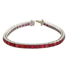 Platinum Line Bracelet with Rubies