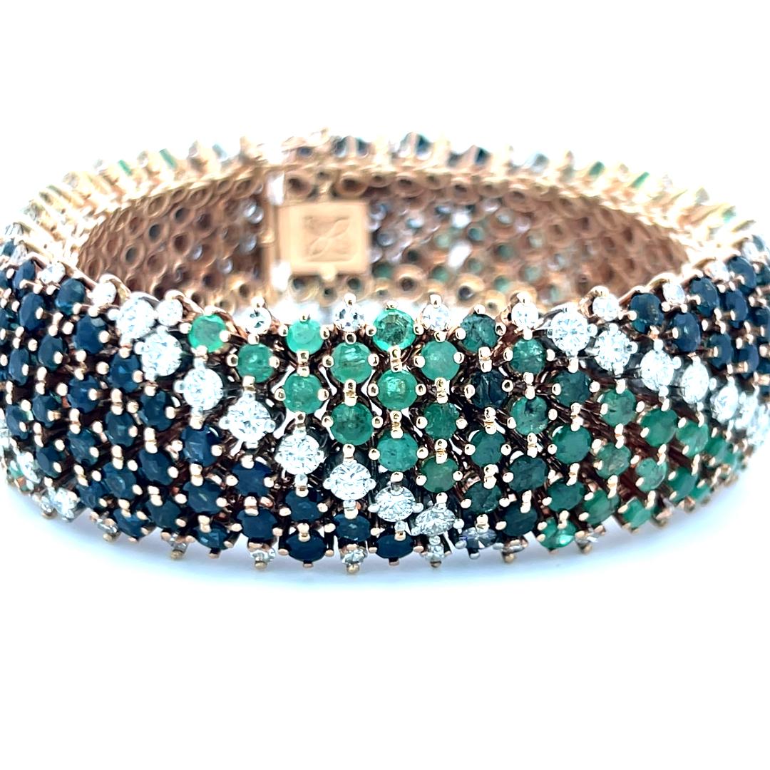 Pulsera de eslabones de platino con esferas de diamantes brillantes redondos G-SI1 de 13,60 ct en venta 1