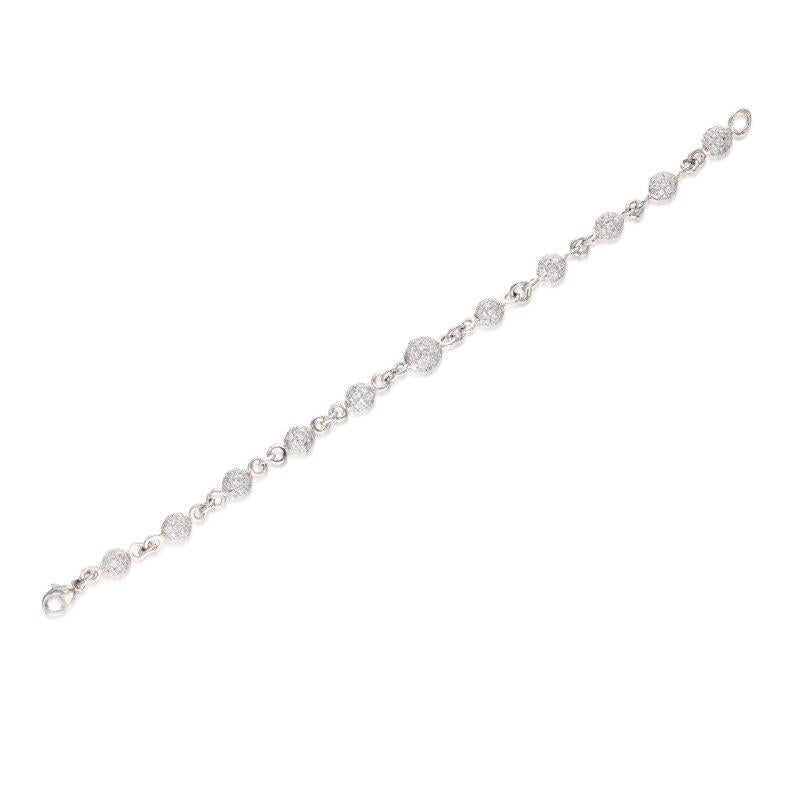 Pulsera de eslabones de platino con esferas de diamantes brillantes redondos G-SI1 de 13,60 ct en venta 2
