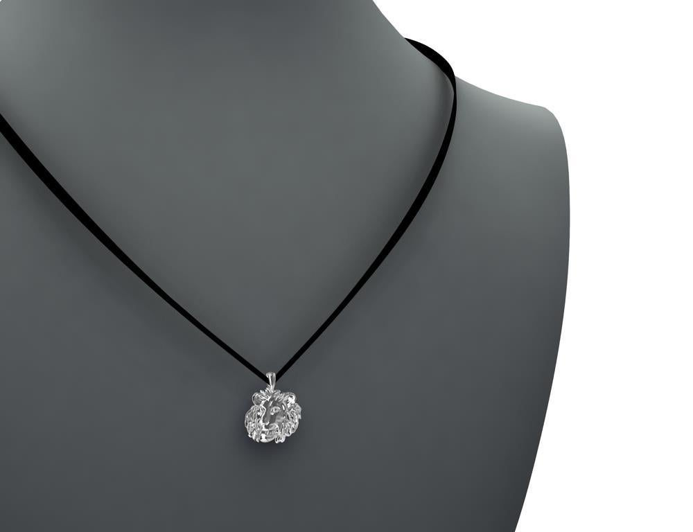 Contemporary Platinum Lion Pendant Necklace For Sale