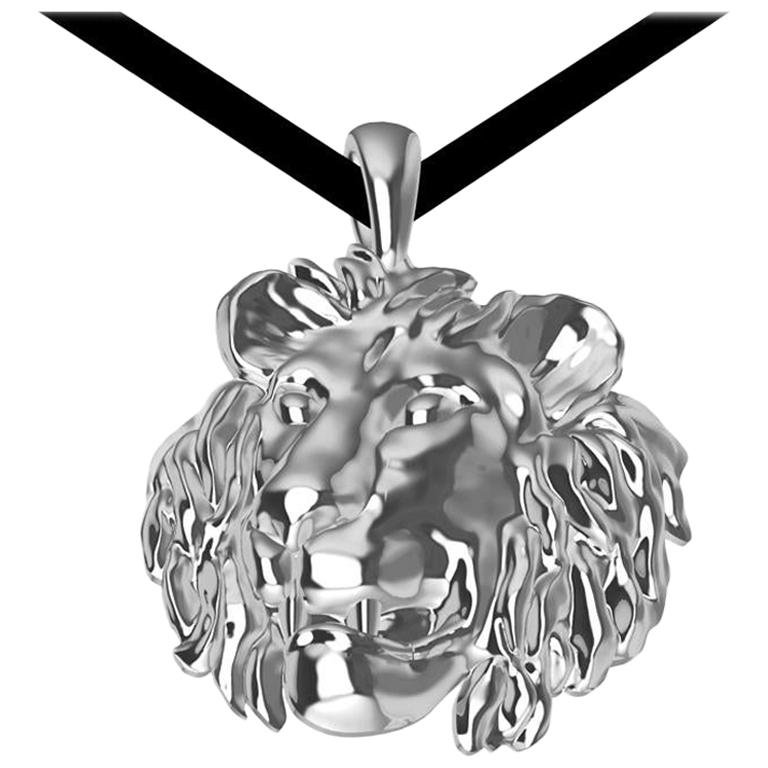 Platinum Lion Pendant Necklace
