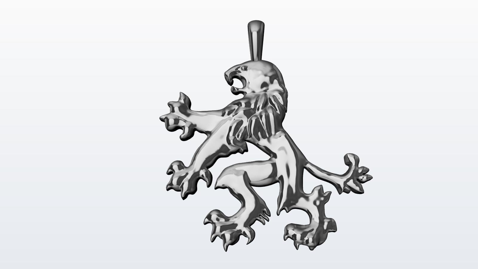 Pendentif lion rampant en platine pour hommes sur chaîne en or blanc 14 carats Neuf - En vente à New York, NY