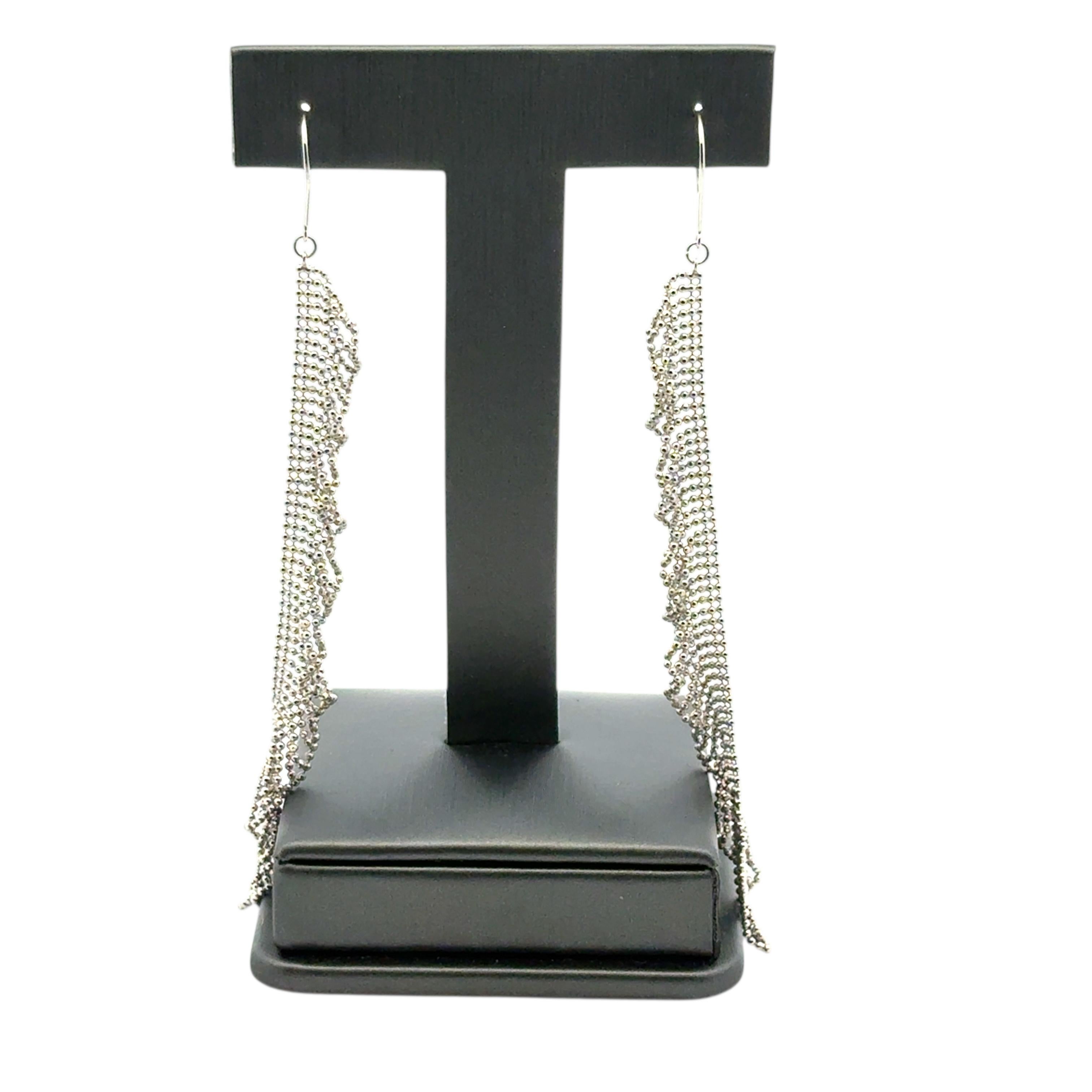 Women's Platinum Long Dangle Chain Earrings For Sale