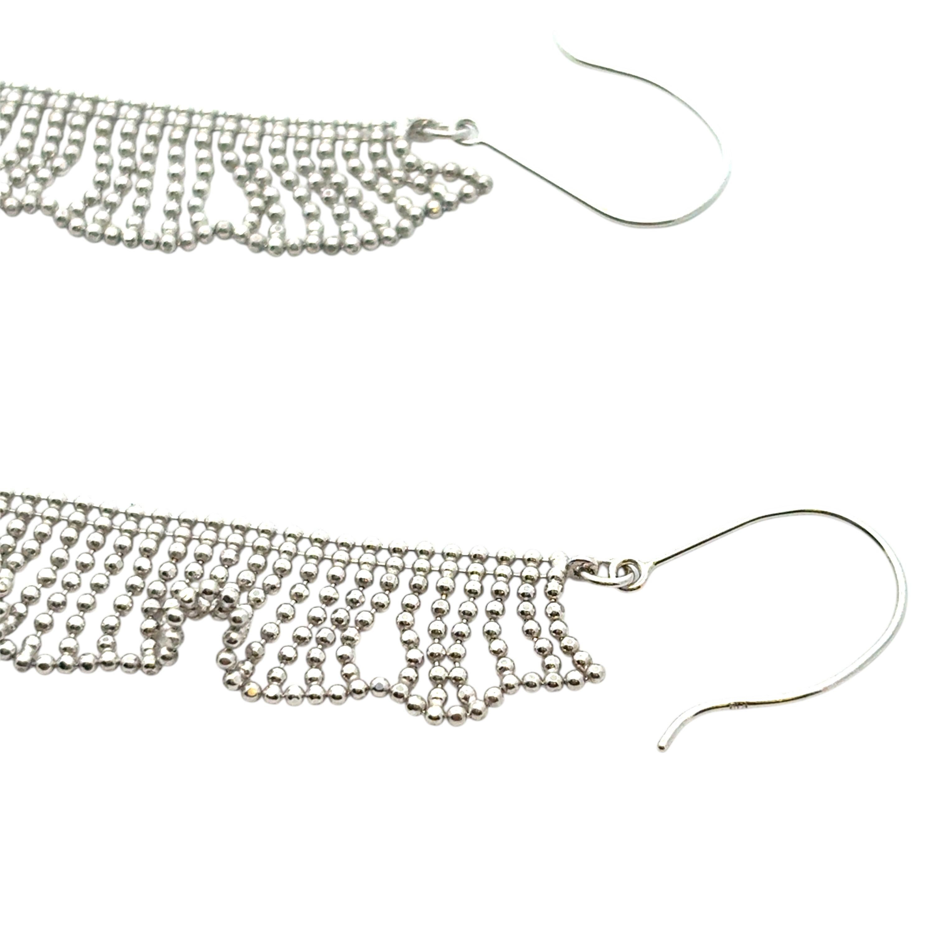 Platinum Long Dangle Chain Earrings For Sale 1