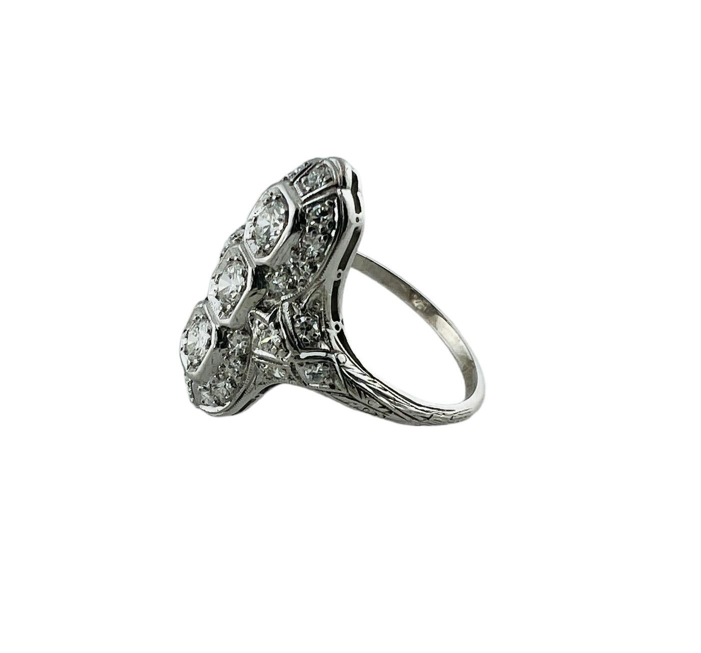 Women's Platinum Long Filigree Diamond Ring 1.0 cttw #16583 For Sale