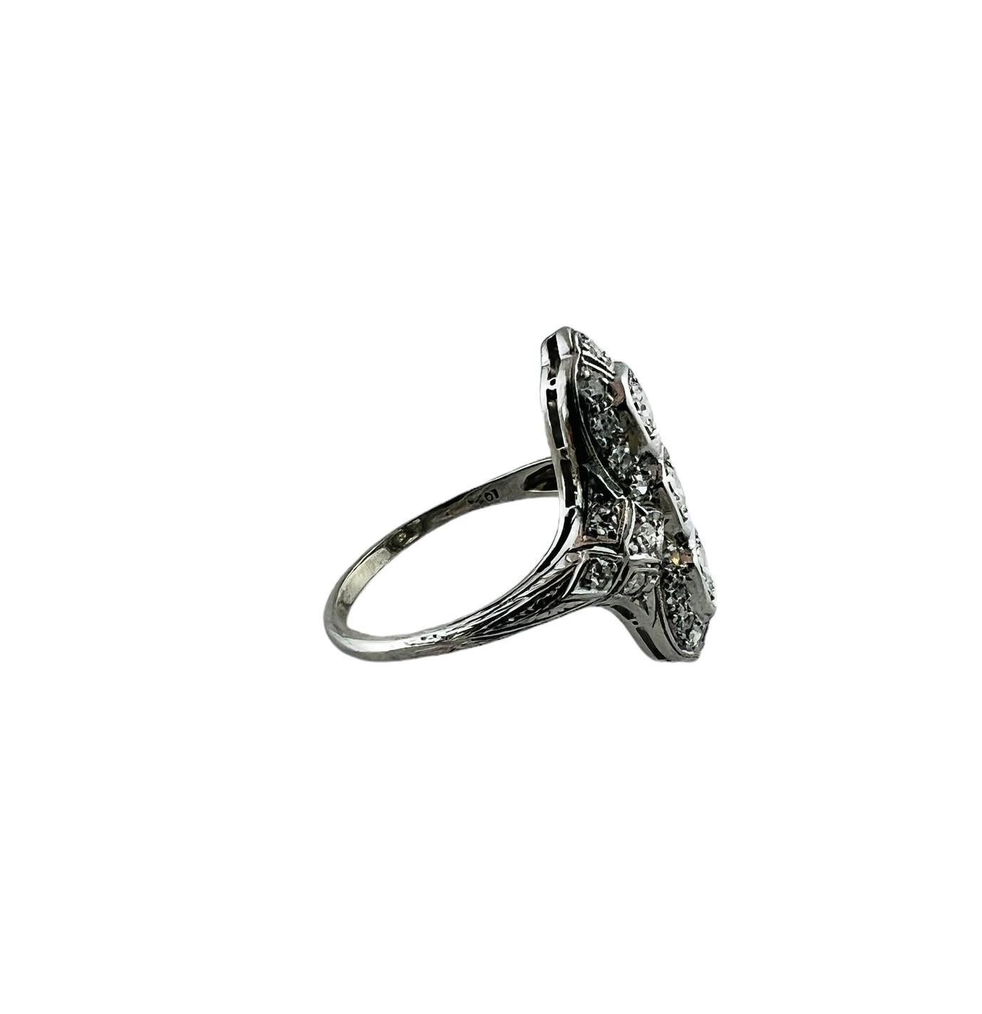 Platinum Long Filigree Diamond Ring 1.0 cttw #16583 For Sale 1