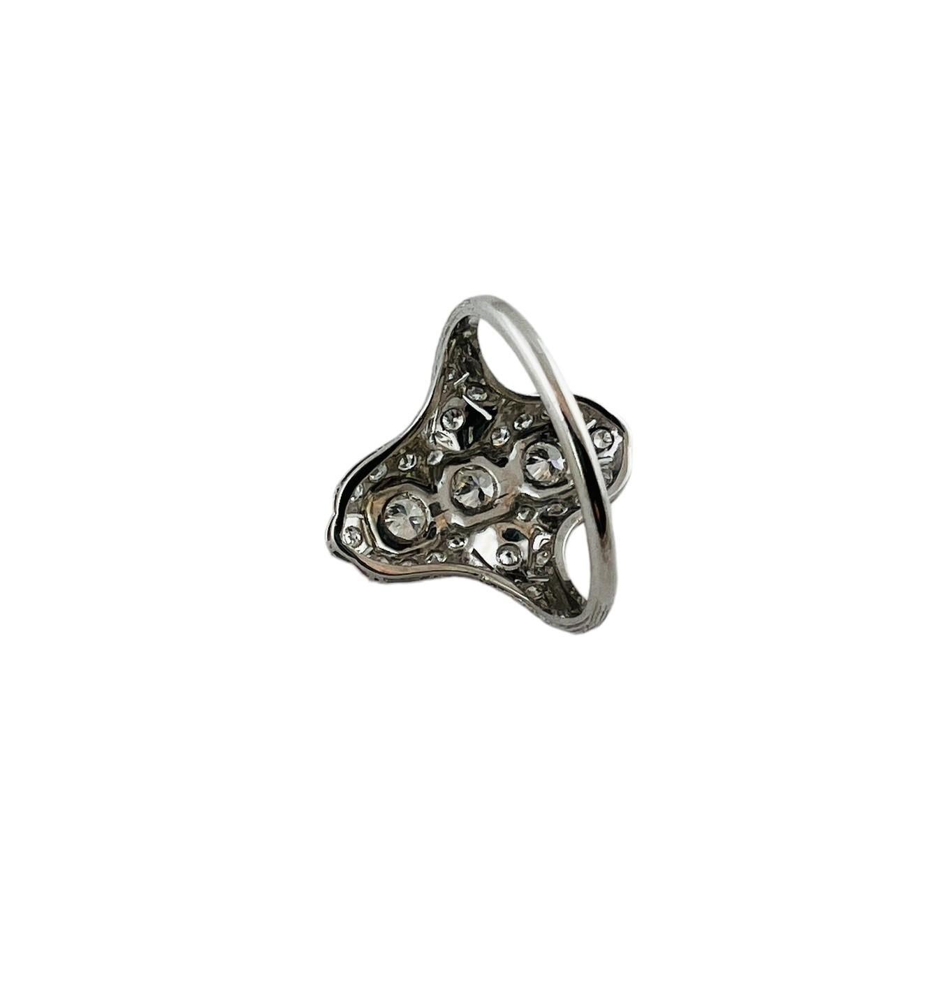 Platinum Long Filigree Diamond Ring 1.0 cttw #16583 For Sale 2