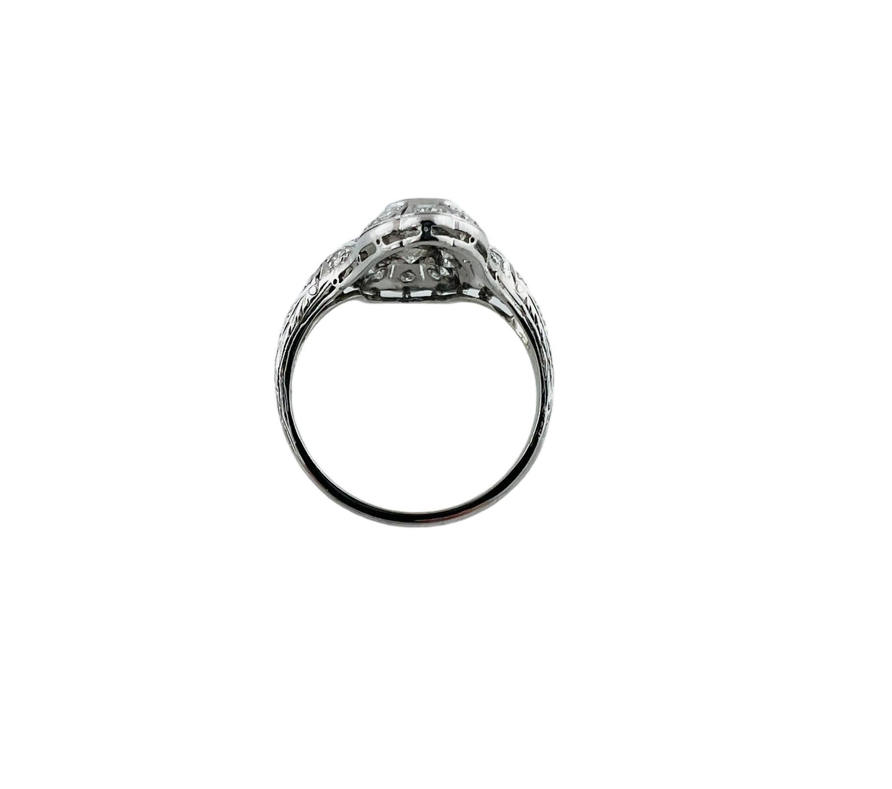 Platinum Long Filigree Diamond Ring 1.0 cttw #16583 For Sale 4