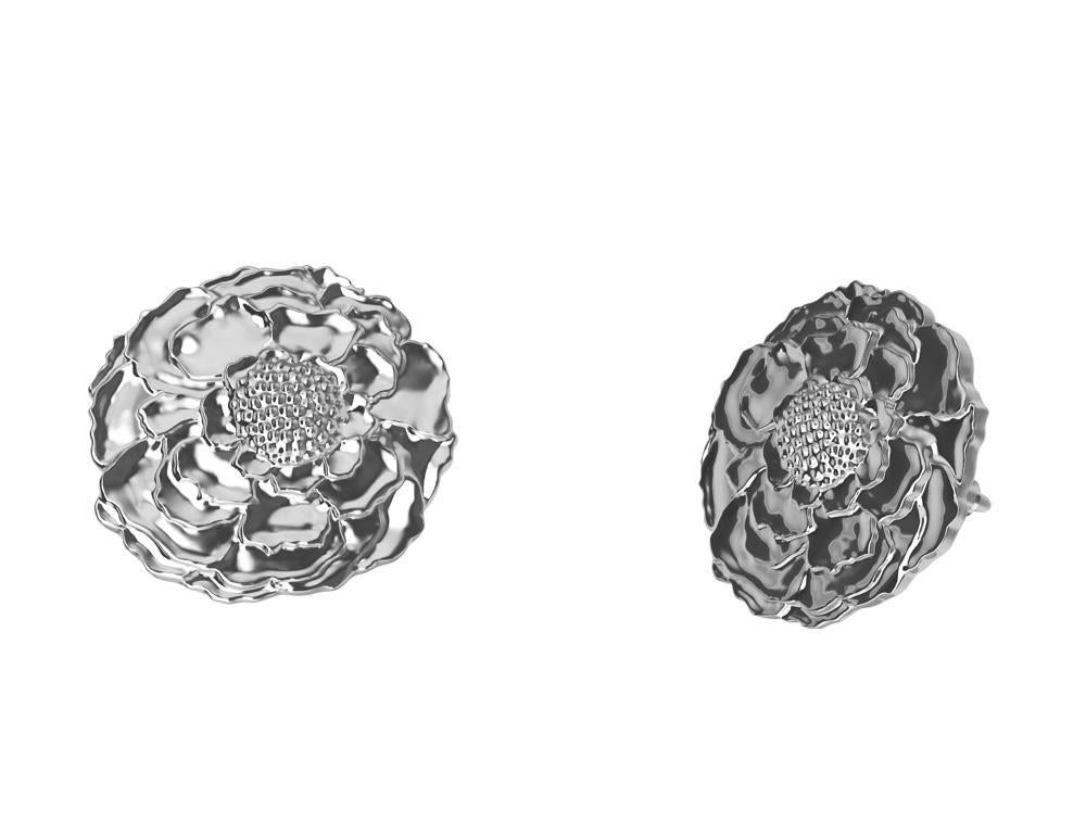 Contemporary Platinum Marigold Stud Earrings For Sale