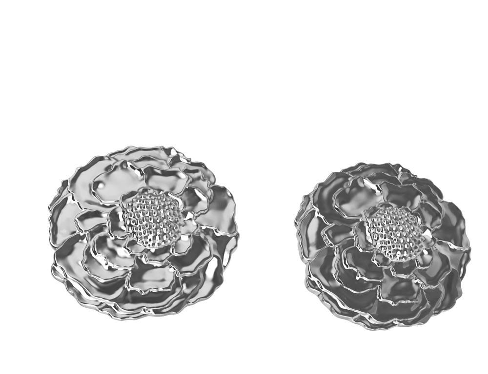 Platinum Marigold Stud Earrings For Sale 1