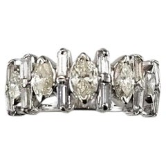 Platinum Marquis and Baguette Diamond Ring Size 7.25 #25246