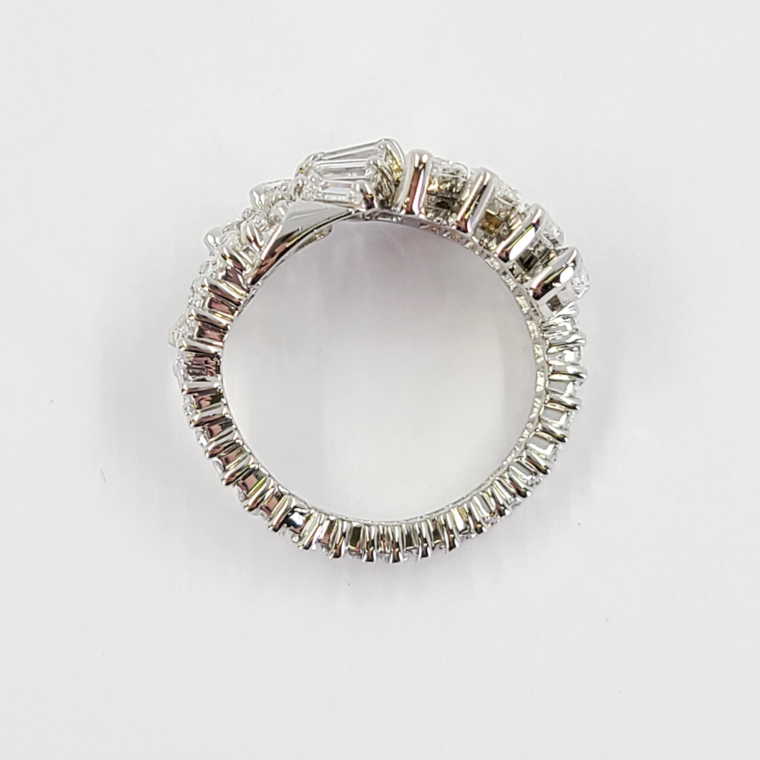 Women's Platinum Marquise and Baguette Cut Diamond Cluster Ring