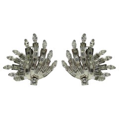 Orecchini in platino con diamanti taglio marquise e baguette