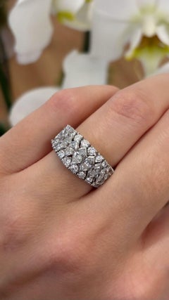 Platinum Marquise and Round Diamond Band Ring