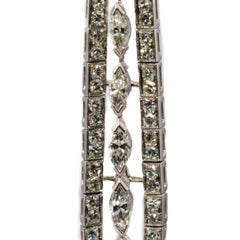 Platinum Marquise and Round Diamond Tapered Drop Earrings