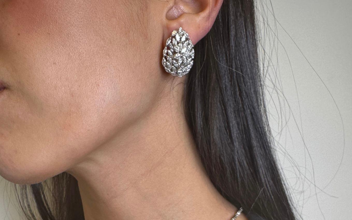 Platin Marquise Diamant Cluster-Ohrringe  Getragen von Huma Abedin bei ihrer Hochzeit im Angebot 5
