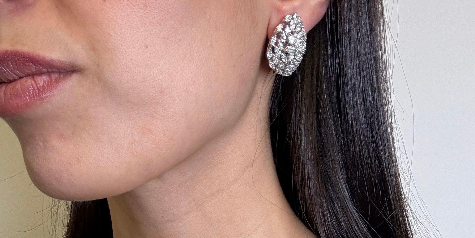 Platin Marquise Diamant Cluster-Ohrringe  Getragen von Huma Abedin bei ihrer Hochzeit im Angebot 6