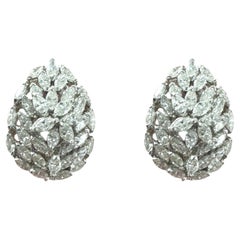 Platinum Marquise Diamond Cluster Earrings