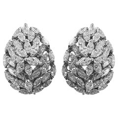 Platinum Marquise Diamond Cluster Earrings