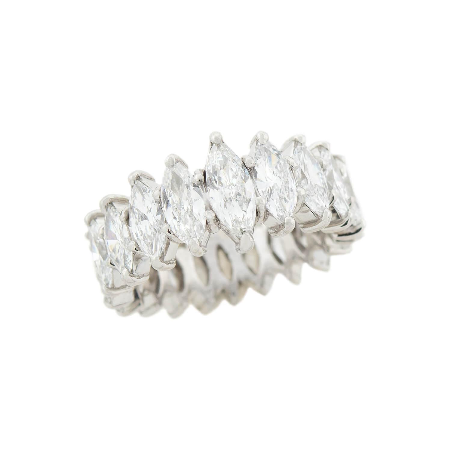 Marquise Cut Platinum Marquise Diamond Eternity Band 7.00ctw For Sale