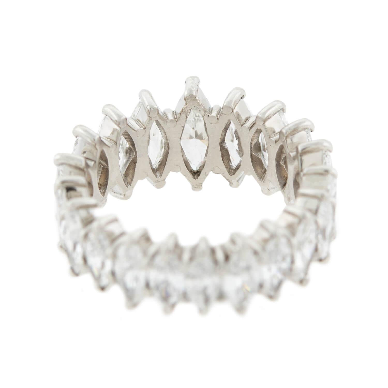 Platinum Marquise Diamond Eternity Band 7.00ctw In Good Condition For Sale In Narberth, PA