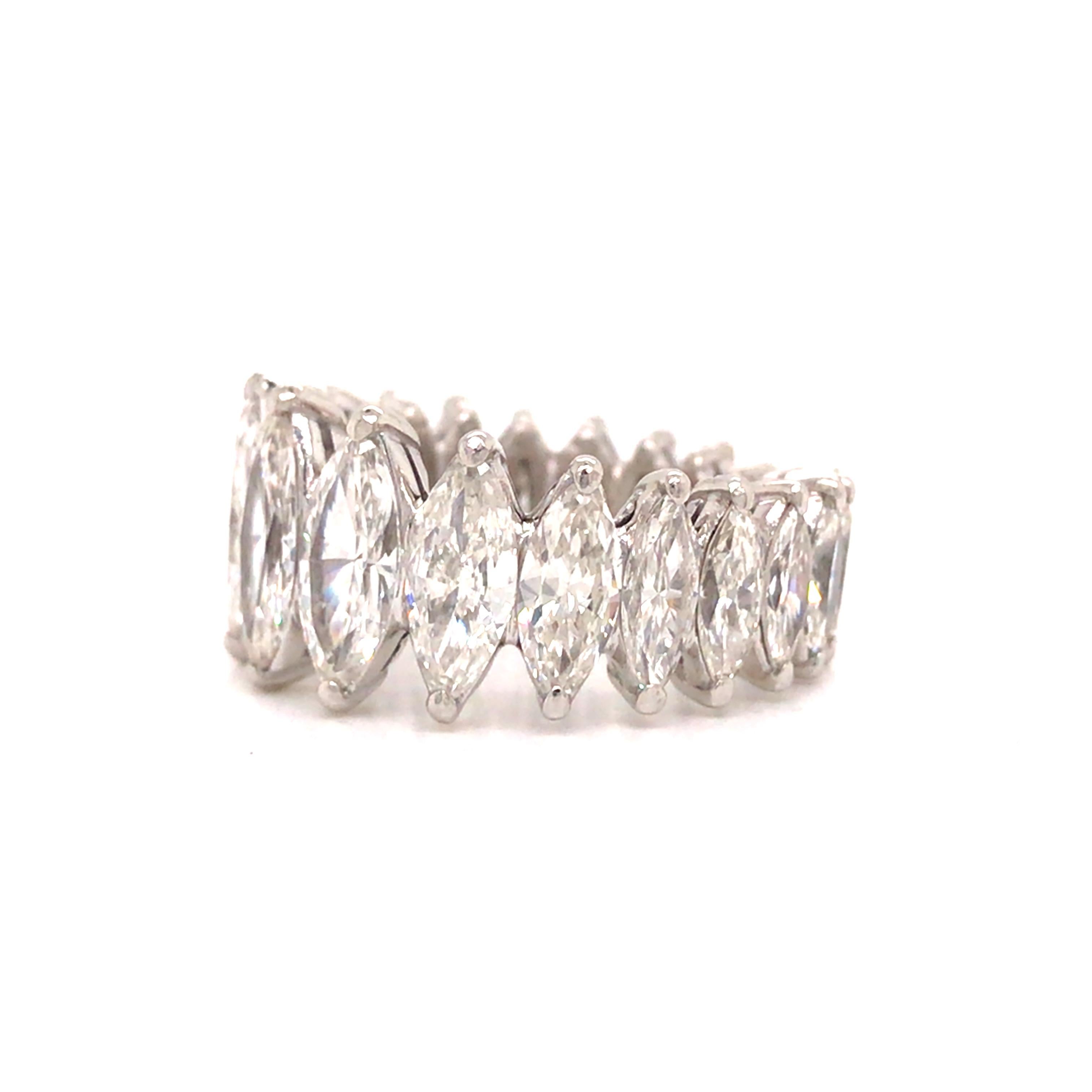 Marquise Cut Platinum Marquise Diamond Eternity Band For Sale