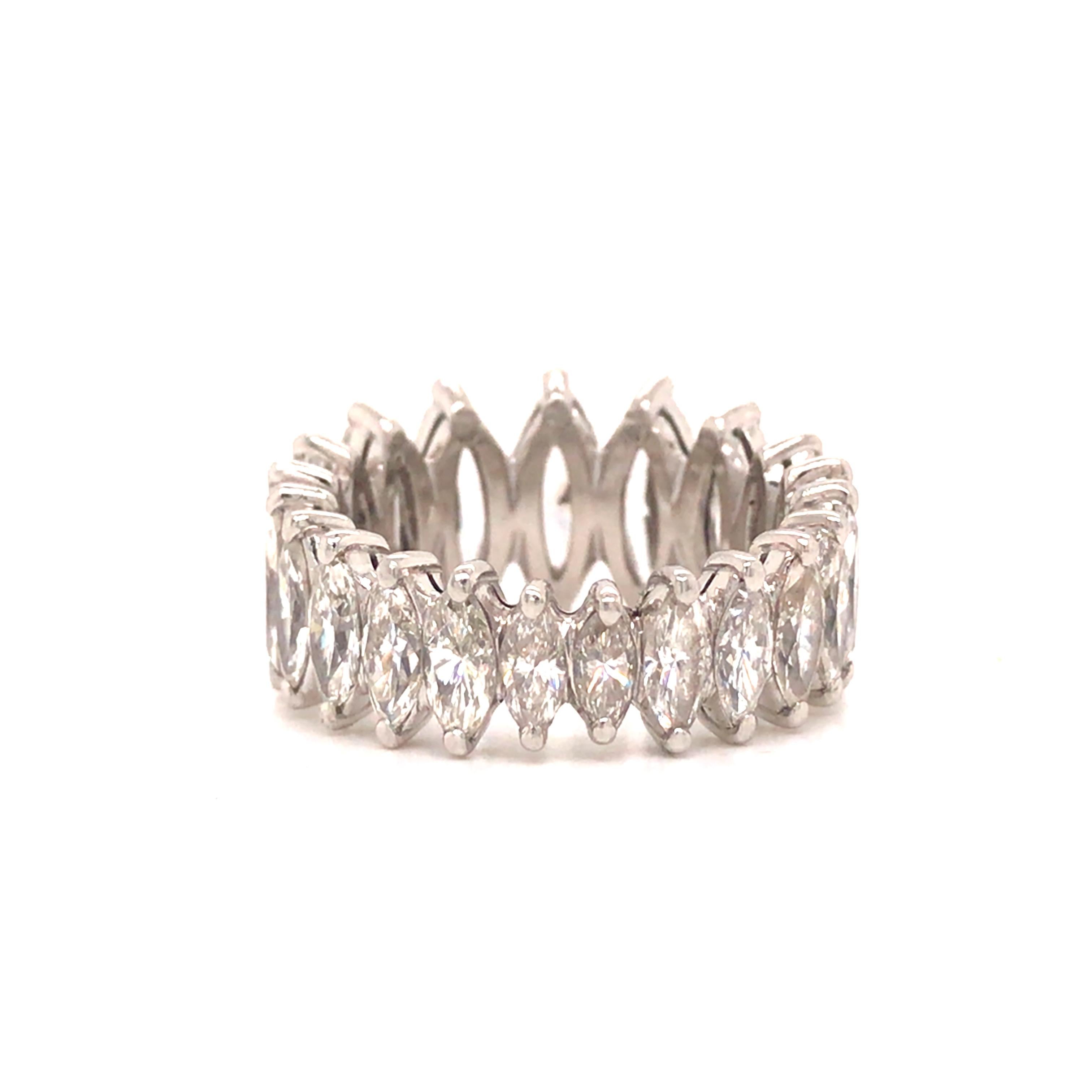 Platinum Marquise Diamond Eternity Band In Good Condition For Sale In Boca Raton, FL