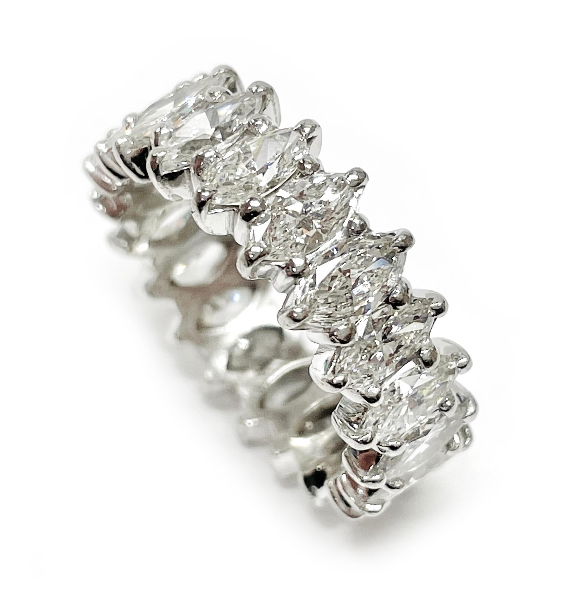 Contemporary Platinum Marquise Diamond Eternity Ring For Sale