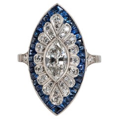 Vintage Platinum Marquise Diamond Ring