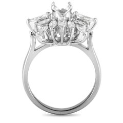 Platinum Marquise Diamond Round Mounting Ring