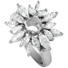 Platinum Marquise Diamond Round Mounting Ring