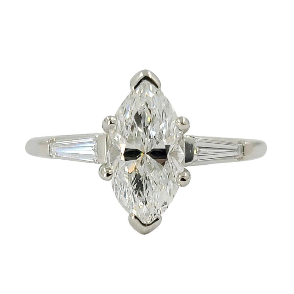 Platinum Marquise Diamond Three-Stone Engagement Ring