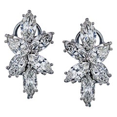 Platinum Marquise & Pear Cut Diamond Clip-On 7.00cttw Earrings