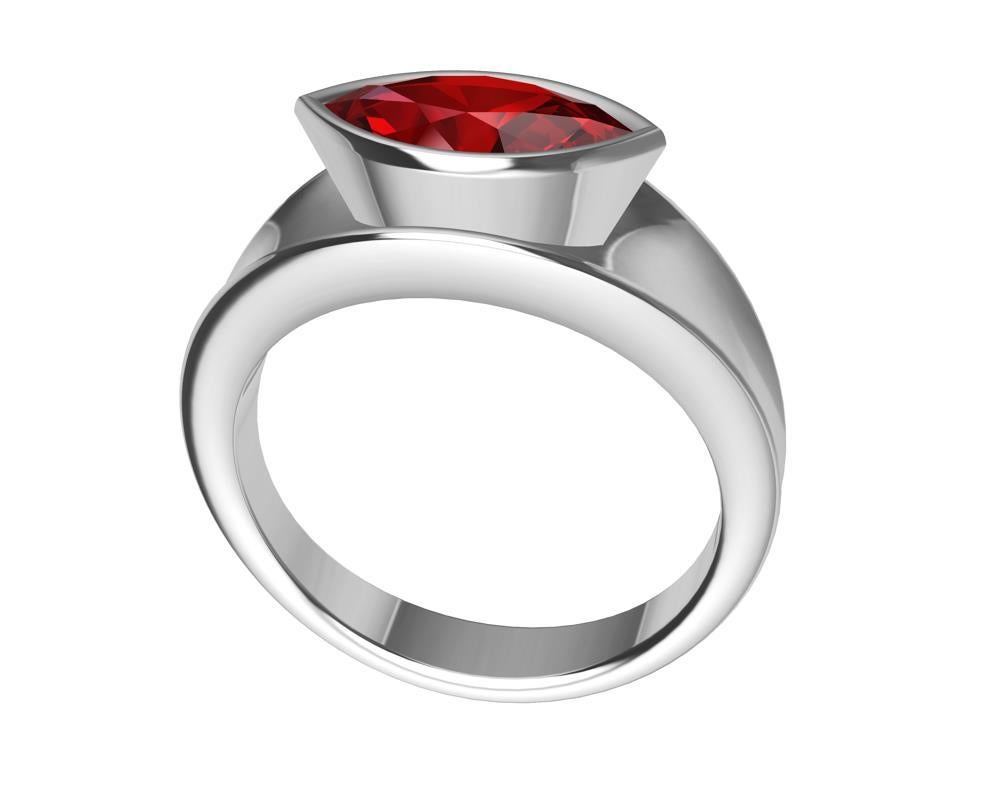 For Sale:  Platinum Marquise Ruby 1.1 Carat Sculpture Ring 2